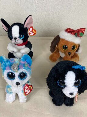 Ty Beanie Boos Lot of 4 Dogs Plush w/ Tags Helena Tink Tracey Howlidays